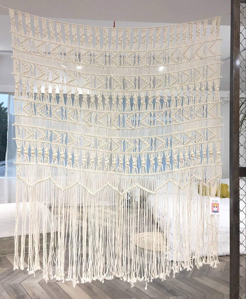 Flber Macrame Curtains for Doorways Boho Windows Macrame Wall Hanging Boho-Inspired Touch Window Curtain,52" Wx56 H - Image 2